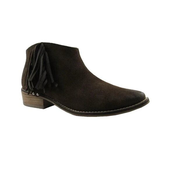 Naughty Monkey Journee Black Frenchy Boot Pointed Toe Fringe Ankle Zip Bootie We - Picture 1 of 2
